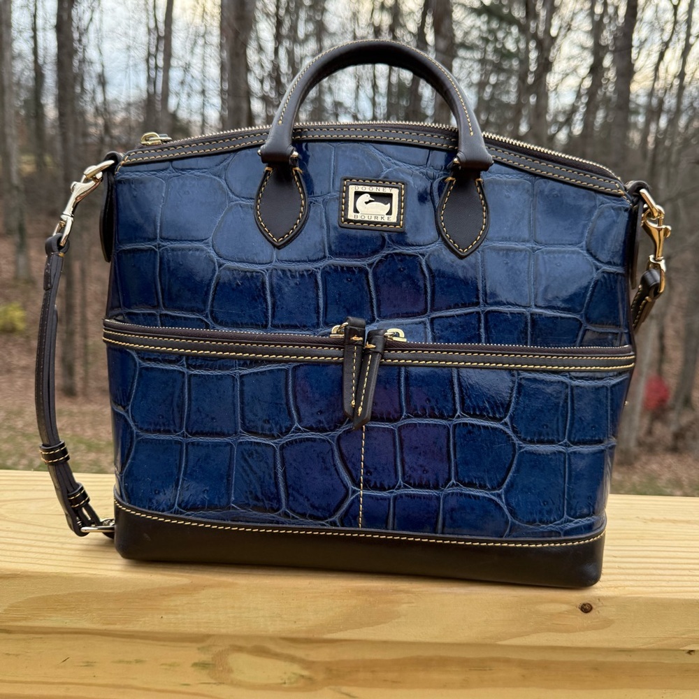 Dooney & Bourke Dillen Croc-Embossed Double Pocket Satchel.